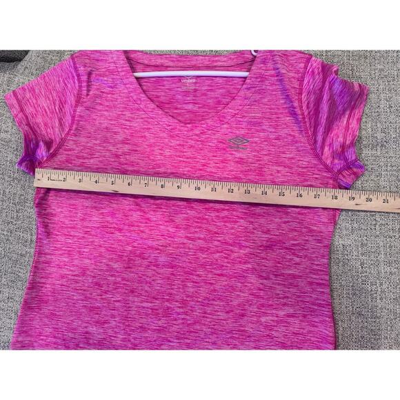 Umbro Women's Pink V-Neck Short Sleeve Performance Athletic Top Shirt Workout  L - Picture 6 of 8